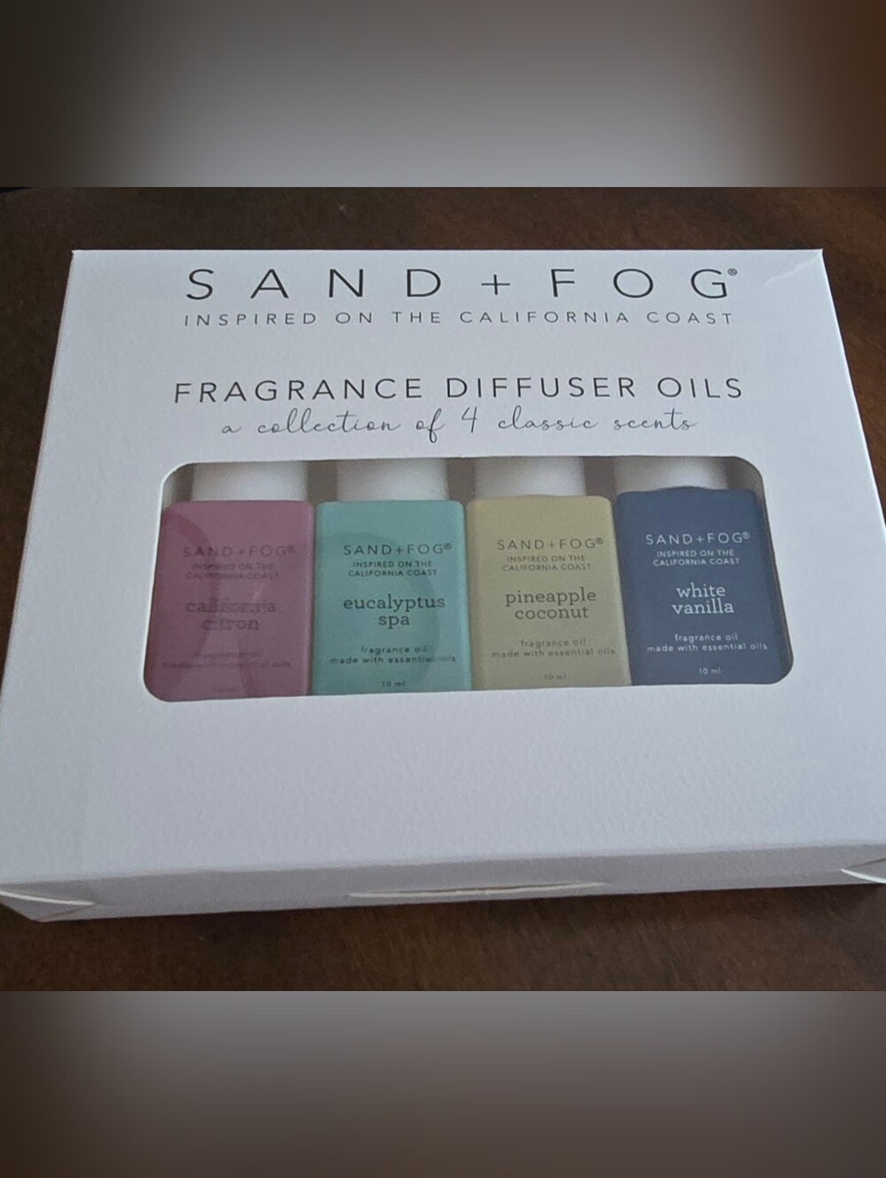 SAND+FOG NIB Fragrance Diffuser Oils - 4 Scent Set (Pink, Mint, Yellow, Blue)